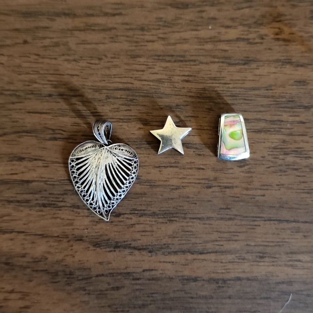 3 sterling silver pendants